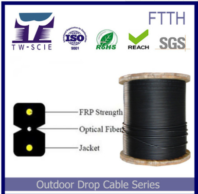 FTTH 2 هسته داخلی محافظ فیبر نوری کابل، فیبر قطره کابل آسان برای قرار دادن
