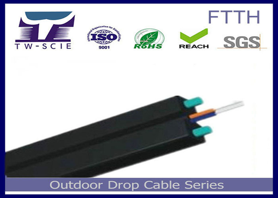 کابل افت 1-4 هسته ای FTTH FRP / کابل نوری تخت پوشیده شده با مقاومت فولادی