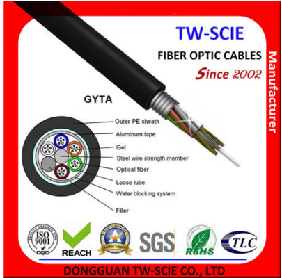 GYTA Loose Tube Multi Strand Aerial / Duct Fiber Optic Cable with Steel Armored