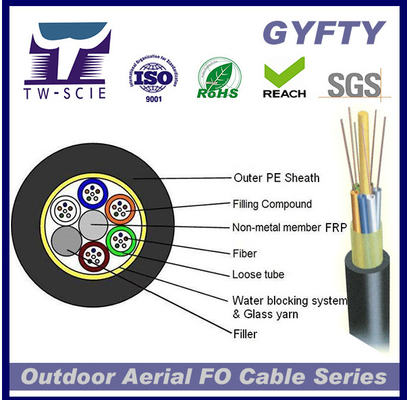 کابل شبکه فیبر نوری غیر زره پوش GYFTY 24cores FRP Loose Tube Ribbon Outdoor