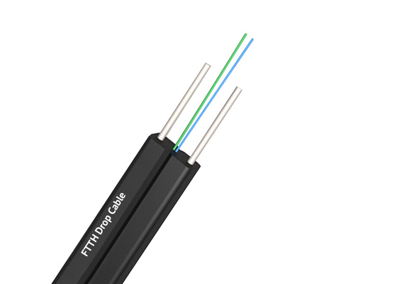 کابل قطره ای FTTH گالوانیزه گرم با شکل سفارشی PE PVC LSZH HDPE Jacket 0.45mm فولاد