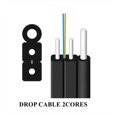 کابل قطره ای FTTH گالوانیزه گرم با شکل سفارشی PE PVC LSZH HDPE Jacket 0.45mm فولاد