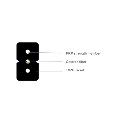 کابل قطره ای FTTH داخلی، FRP Strength Memeber، 1-12F، انتخاب OS2/OM2/OM3/OM4,LSZH