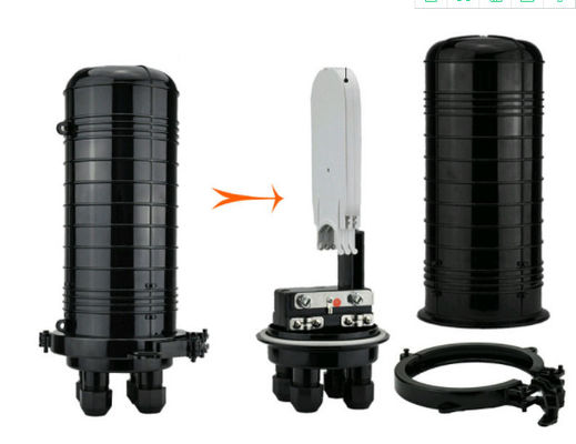 36 Core Fiber Optical Cable Joint Closure افقی نوع مشکی رنگ