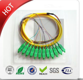 کابل LC / PC چند حالته Om3 12core Mini Breakout Cable 3m Pigtail-G yellow PVC PVC diameter 2.0mm