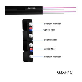 کابل قطره GJXH4C کابل فیبر نوری تک حالته دو هسته ای FTTH داخلی داخلی