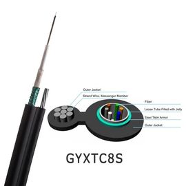 GYXTC8S Self - پشتیبانی از کابل فیبر نوری زره ​​پوش 12 هسته ای شکل 8 نوع برای کانال یا آنتن