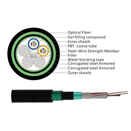 4 فیبر زره پوش فیبر نوری کابل GYTS53 Direct Buried Stranded Loose Tube Armored Cable