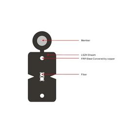 12 Core FTTH Drop Cable Single Mode شکل 8 استحکام سیم فولادی