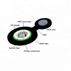 GYXTC8S HDPE غلاف سیاه بیرونی کابل فیبر نوری در فضای باز کابل تک لوله شکل 8 شکل یک سیم مسنجر