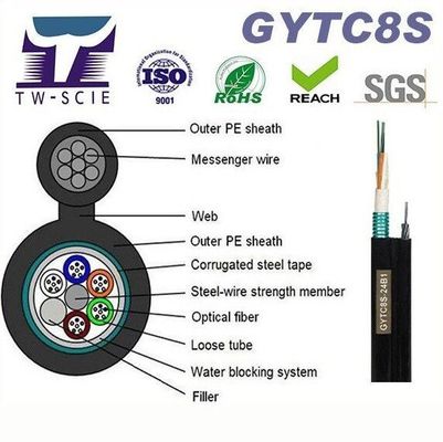 کابل فیبر نوری OEM 8 12 24 Core FIG8 تصویر 8 فیبر نوری (GYTC8S)