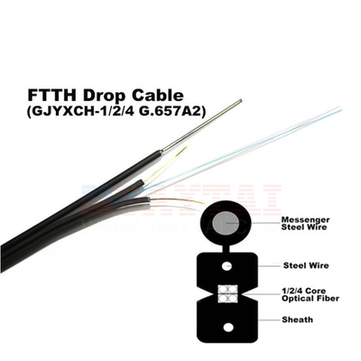Ebocom سیم فولادی FTTH قطره کابل گرم غوطه ور گالوانیزه برای انتقال داده های قوی